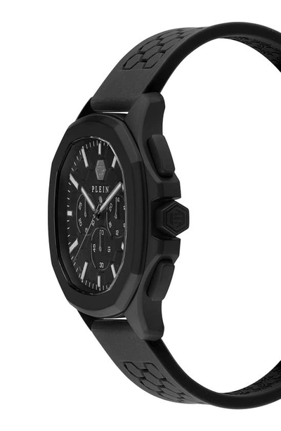 Shop Philipp Plein Spectre Chronograph Silicone Strap Watch, 44mm In Ip Black