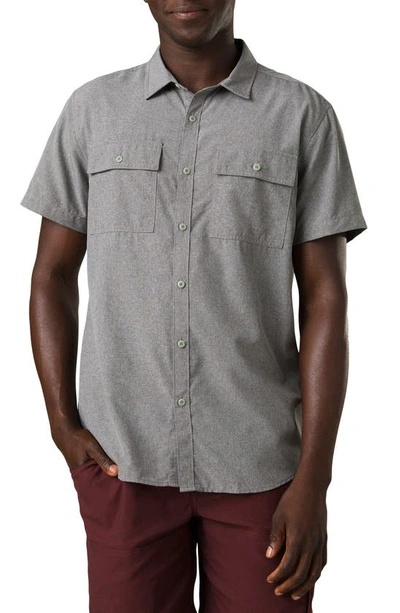 Shop Prana Sol Short Sleeve Button-up Shirt In Heather Grey