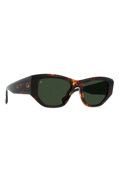 Shop Raen Ynez 54mm Mirrored Square Sunglasses In Ristretto Tortoise/ Green