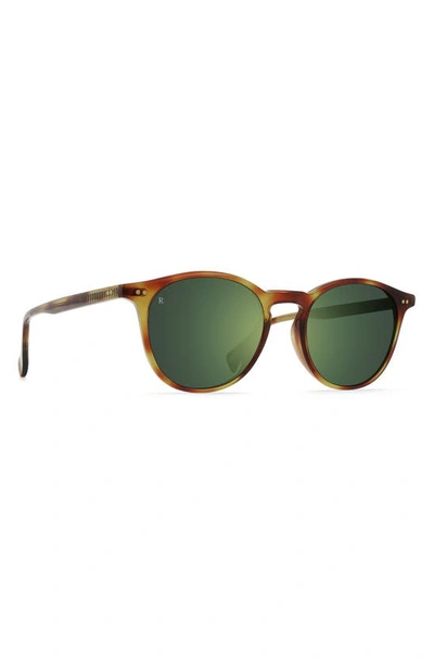 Shop Raen Basq 50mm Round Sunglasses In Moab Tortoise/ Green