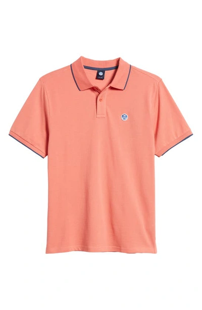 Shop North Sails Tipped Stretch Cotton Polo In Spiced Coral