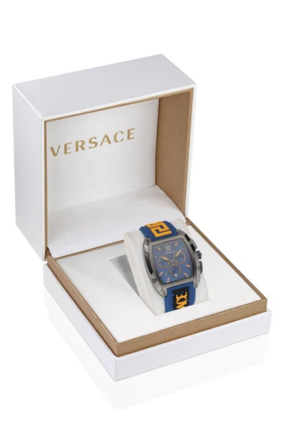 Shop Versace Dominus Chronograph Silicone Strap Watch, 42mm In Ip Gunmetal