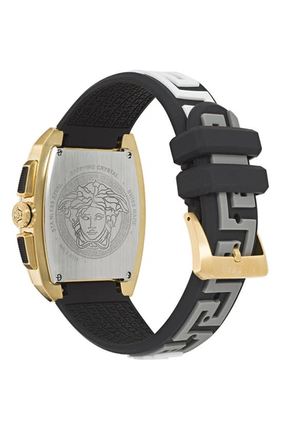 Shop Versace Dominus Chronograph Silicone Strap Watch, 42mm In Ip Yellow Gold
