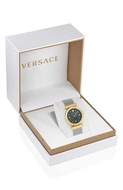 Shop Versace Regalia Mesh Strap Watch, 34mm In Two Tone