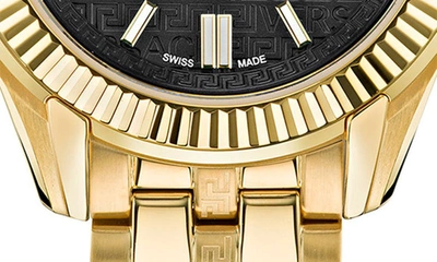 Shop Versace Greca Time Bracelet Watch, 35mm In Ip Yellow Gold