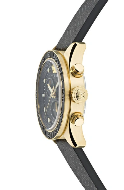 Shop Versace Greca Dome Chronograph Leather Strap Watch, 43mm In Ip Yellow Gold