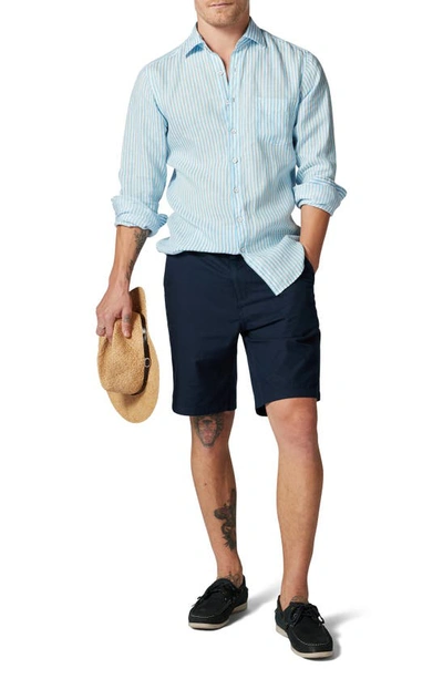 Shop Rodd & Gunn Port Charles Stripe Linen Button-up Shirt In Marine