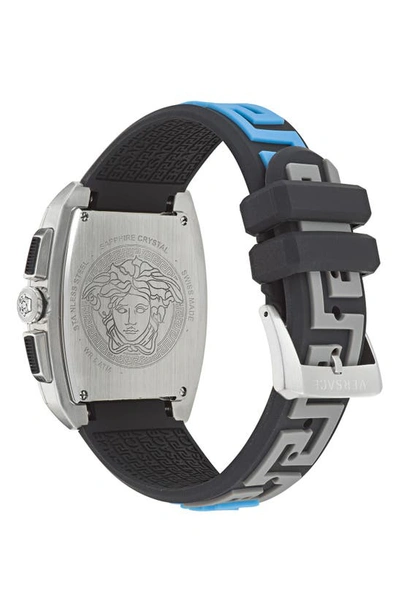 Shop Versace Dominus Chronograph Silicone Strap Watch, 42mm In Stainless Steel