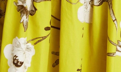 Shop Erdem Eleonore Floral Print Tiered Midi Dress In Chartreuse/ Ecru