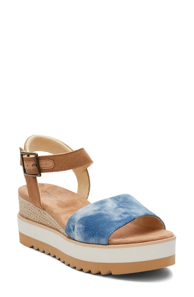 Shop Toms Diana Platform Wedge Sandal In Blue