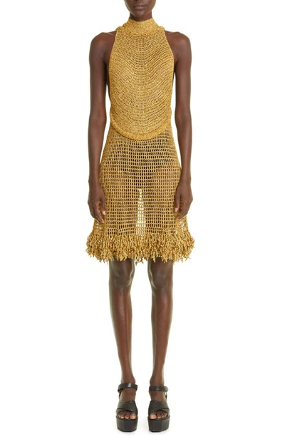 Shop Proenza Schouler Metallic Crochet Dress In Gold