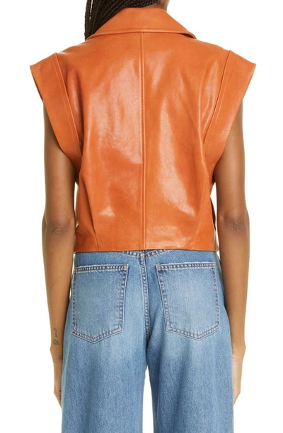 Shop Veronica Beard Rixey Leather Vest In Dark Papaya