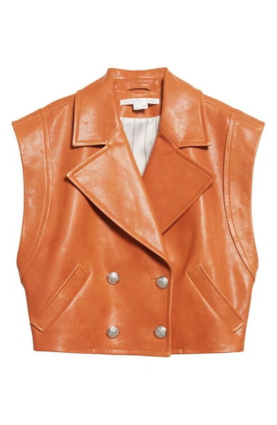 Shop Veronica Beard Rixey Leather Vest In Dark Papaya