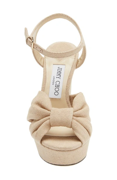 Jimmy Choo Women's Heloise 120mm Linen Platform Sandals In Ballet Pink