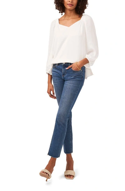 Shop Vince Camuto Sweetheart Neck Three-quarter Sleeve Top In New Ivory