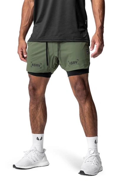 Shop Asrv Tetra-lite™ 5-inch 2-in-1 Lined Shorts In Hunter Green/ Black