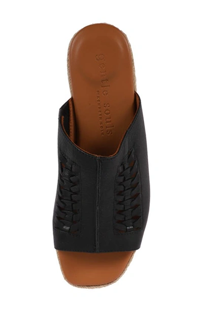 Gentle Souls By Kenneth Cole Silvana Woven Platform Slide Sandal In Black