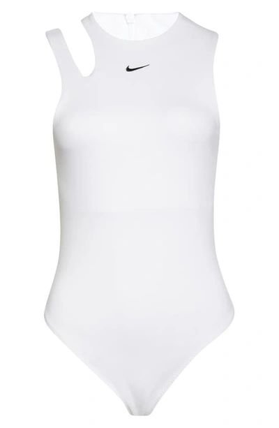 Shop Nike Essential Cutout Bodysuit In White/ Black
