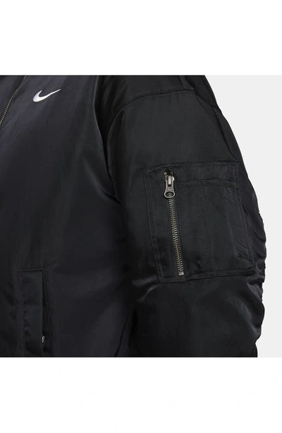 Shop Nike Sportswear Reversible Varsity Quilted Bomber Jacket In Black/ Black/ White