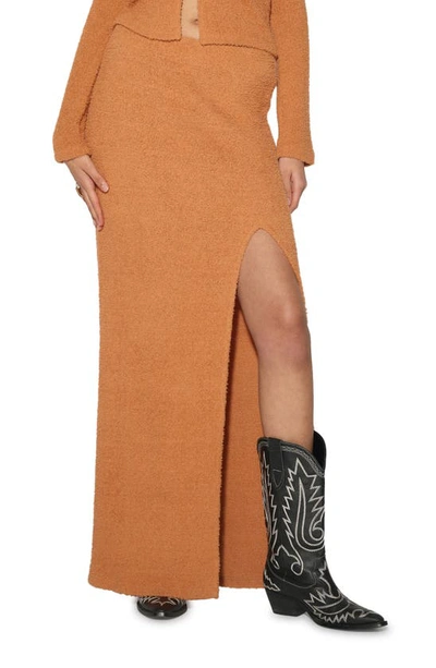 Shop Something New Mila Fuzzy High Waist Maxi Skirt In Desert Sun