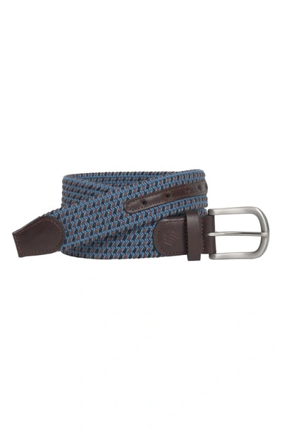 Shop Johnston & Murphy Woven Stretch Belt In Navy/ Blue/ Brown