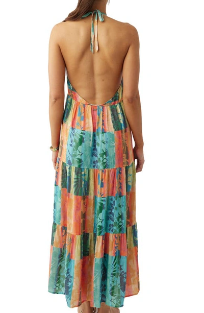 Shop O'neill Jennifer Floral Print Sleeveless Dress In Blue Multi Colored