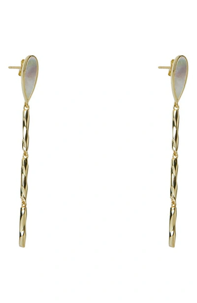 Shop Argento Vivo Sterling Silver Mother-of-pearl Linear Drop Earrings In Gold