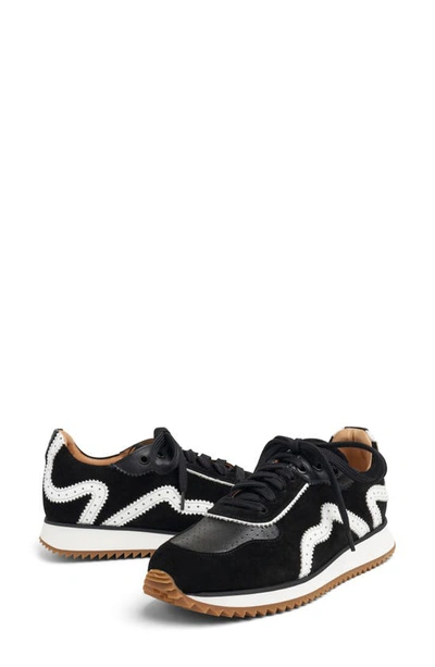 The Office Of Angela Scott The Remi Perforated Suede Low-top Sneakers In Black