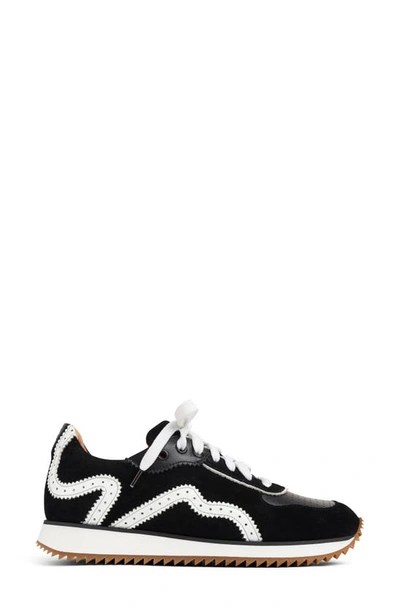 The Office Of Angela Scott The Remi Perforated Suede Low-top Sneakers In Black