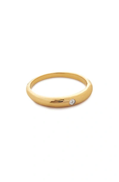 Shop Monica Vinader Deia Mini Diamond Ring In 18ct Gold Vermeil/ Ss