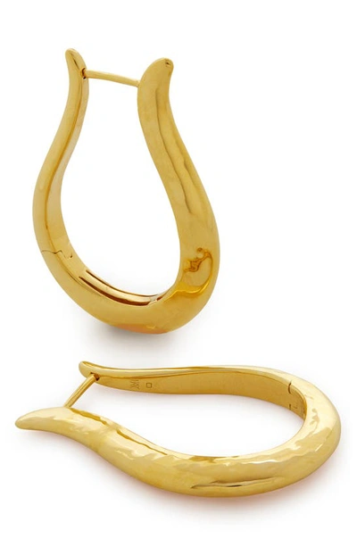 Shop Monica Vinader Large Deia Lyre Hoop Earrings In 18ct Gold Vermeil/ Ss