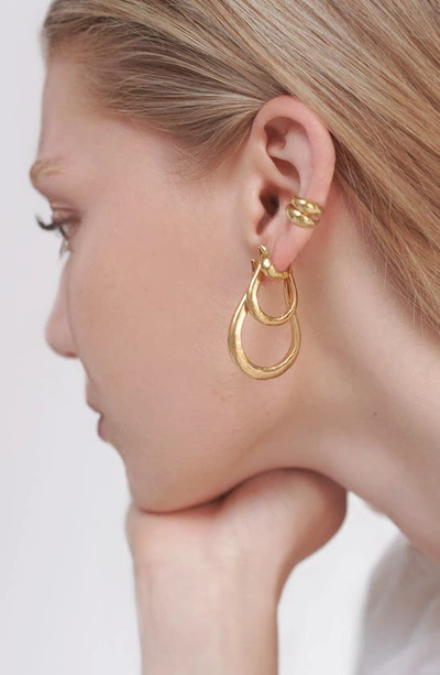 Shop Monica Vinader Large Deia Lyre Hoop Earrings In 18ct Gold Vermeil/ Ss