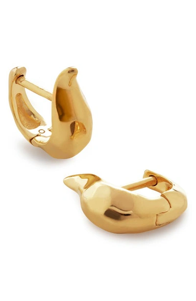 Shop Monica Vinader Deia Lyre Huggie Earrings In 18ct Gold Vermeil/ Ss