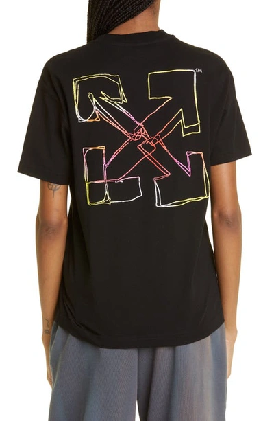 Shop Off-white Stick Figure Arrow Cotton Graphic Tee In Black Multicolor