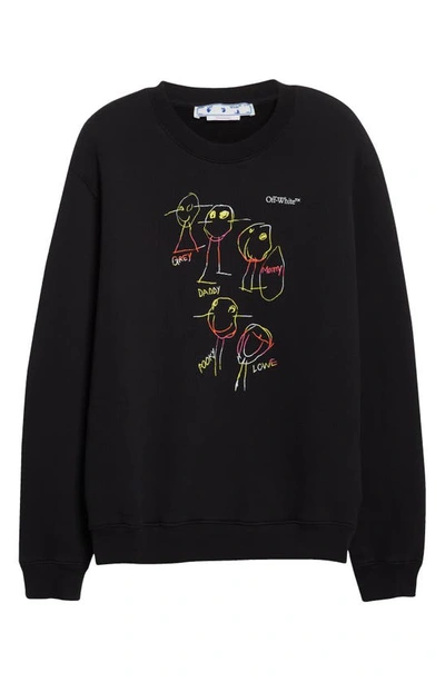 Shop Off-white Stick Figure Arrow Cotton Graphic Sweatshirt In Black Multicolor