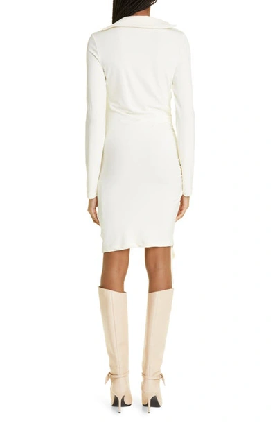Shop Off-white Long Sleeve Asymmetric Knit Dress In White