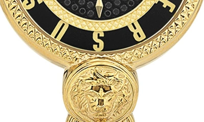 Shop Versus Les Docks Black Crystal Dial Bracelet Watch, 30mm In Ip Yellow Gold