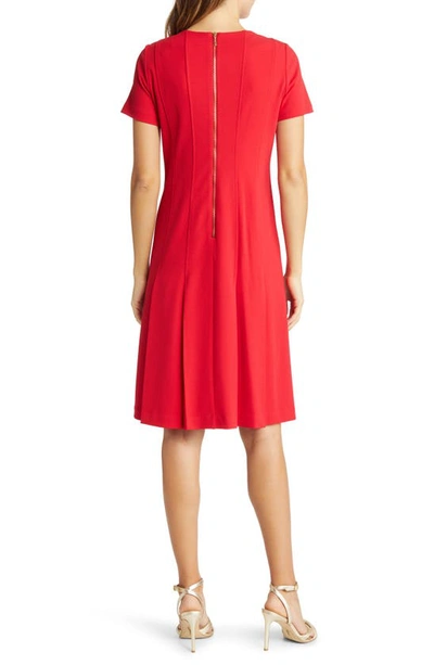 Shop Tahari Asl Fit & Flare Stretch Crepe Dress In Red