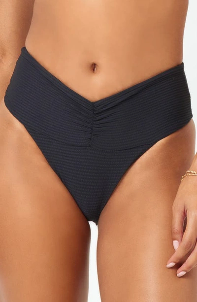 L*space Bardot Ribbed Bikini Bottoms In Black