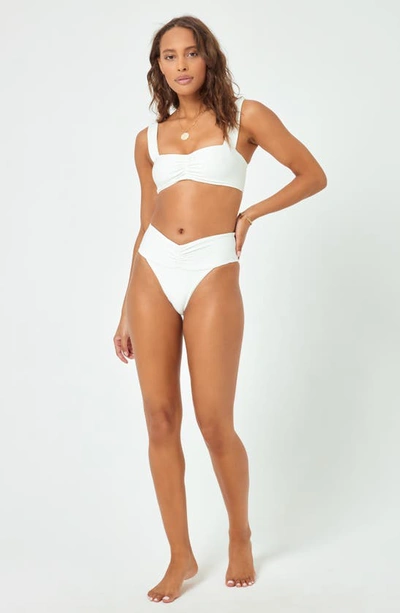 L*space Bardot Ribbed Bikini Bottoms In Cream
