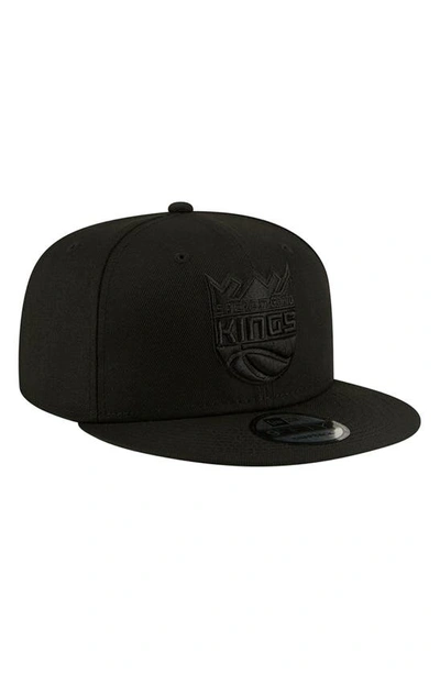 Shop New Era Sacramento Kings Black On Black 9fifty Snapback Hat