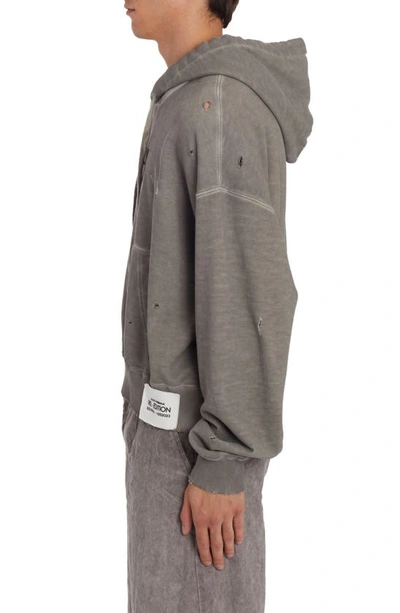 Shop Dolce & Gabbana Destroyed Logo Cotton Hoodie In Light Grey