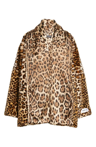 Shop Dolce & Gabbana Oversize Mixed Media Animal Print Faux Fur Coat In Light Brown Print