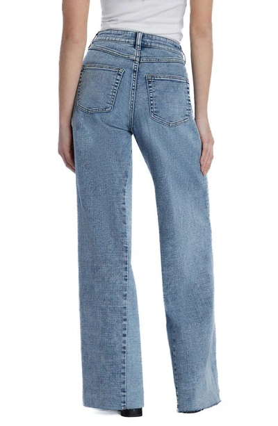 Shop Hint Of Blu Happy Dual Two-tone High Waist Wide Leg Jeans In Air Blue