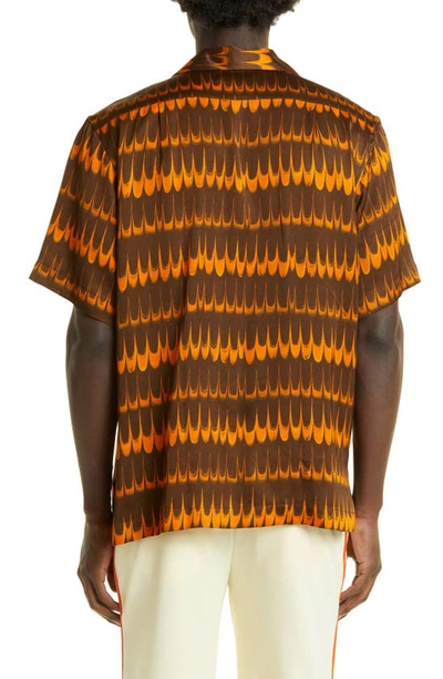 Shop Wales Bonner Rhythm Short Sleeve Button-up Camp Shirt In Brown/ Orange