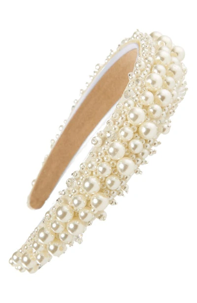 Shop Tasha Imitation Pearl Headband In Ivory