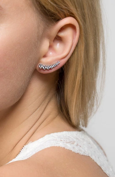 Cz By Kenneth Jay Lane Graduated Bezel Cz Crawler Earrings In Clear/silver