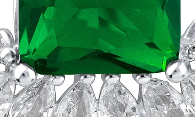 Cz By Kenneth Jay Lane Mixed Cz Crown Stud Earrings In Emerald/ Silver