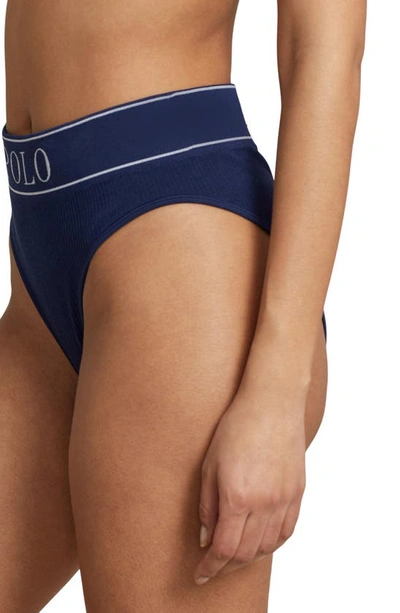 Polo Ralph Lauren Women's High-rise Logo Bikini Briefs In Navy | ModeSens