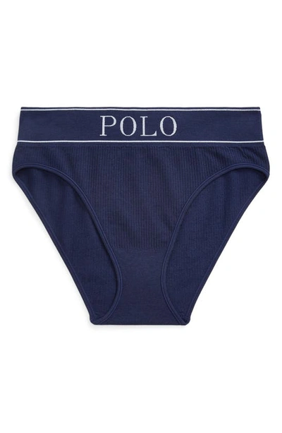 Shop Polo Ralph Lauren High Waist Briefs In Navy